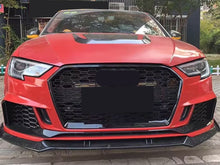 RS3 Style Badgeless Front Grille Black Honeycomb For Audi A3 S3 8V 2017–2020