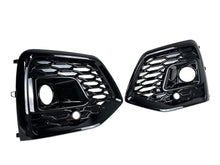 Pair Front Bumper Fog Light Grille Covers Gloss Black Audi Q5 S-Line SQ5 2021-2025