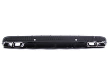 C63 Style All Black Rear Diffuser + Silver Exhaust Tips For Mercedes W205 Sedan C300 C43 AMG Bumper 2015-2021