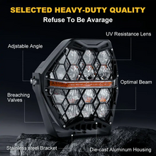 7 inch 240W LED Pods Offroad Driving Ditch Lights White & Amber Spot-Flood Combo For UTV ATV Jeep Wrangler Truck Pick-Up Auto