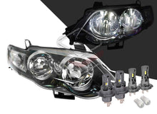 Pair Headlights Black + LED Globes For Ford Falcon FG XR6 XR8 Turbo 2008-2011