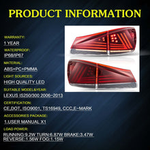 LED Red Taillights For Lexus IS250/300 2006-2013 Sequential & Start-up Set