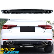 Gloss Black Rear Diffuser + Exhaust Tips for Audi A4 S-line Sedan B9 2017 2018 2019 di183