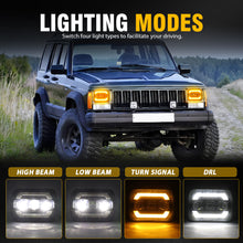 Pair 7x6'' 5x7'' LED Headlights Hi/Lo Halo Turn DRL for Toyota Hilux 1983-2004