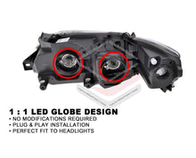 Pair Headlights Black + LED Globes For Ford Falcon FG XR6 XR8 Turbo 2008-2011