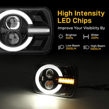 Pair 5x7'' 7x6'' LED Headlights High/Low Beam w/ Turn Signal + DRL for Jeep Wrangler YJ Cherokee XJ ATV UTV