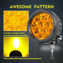 Pair 3.5" Amber LED Round Offroad Driving Spot Lights Amber Pods Fog Headlights ATV 4WD