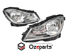 Pair LH+RH Head Light Lamp Halogen (Chrome) For Mercedes Benz C Class W204 LCI 2010-2014 Sedan / Wagon / Coupe