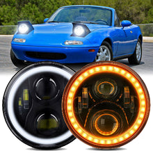 Pair 7'' Round LED Headlights Hi/Lo Beam DRL Turn Lamps For Mazda MIATA MX-5