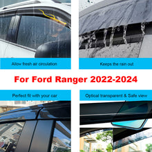 4pcs Tinted Black Weather Shields Weathershields for Ford Ranger Next-Gen 2022-2024 Dual Cab