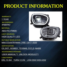 Left+Right For 2017-2020 Mini Cooper Countryman F60 LED Headlights Fits Halogen Model (With Start-up Animation)