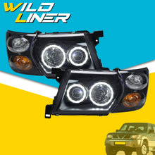 Black Headlight+Indicator For Nissan Patrol GU 1997-2007 Head Light Angel Eye LED