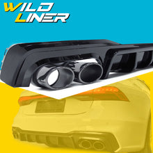 Glossy Black Rear Diffuser Lip + Exhaust Tips for Audi A7 Sedan S-Line 2019-2023 di85
