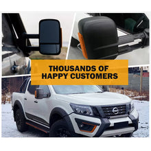 Pair Black Extendable Towing Mirrors For Nissan Navara D23 NP300 2015-On
