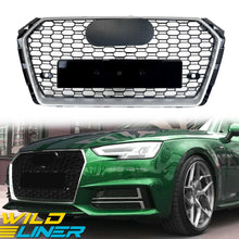 RS4 Style Honeycomb Front Grille Chrome Frame For Audi A4 B9 S4 2017–2019