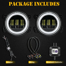 2x 4inch Round LED Fog Lights RGB Halo Driving Lamp For Jeep Wrangler JK 2007-2017