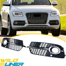 Black+Chrome Fog Light Grille Covers Left+Right Audi Q5 S-Line SQ5 2013-2017