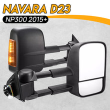 Pair Black Extendable Towing Mirrors For Nissan Navara D23 NP300 2015-On