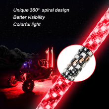 Pair 3FT LED Whip Chasing Antenas Light RGB W/ Remote For ATV Polaris UTV Buggy