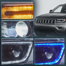 Full LED Headlights For 2014-2021 Jeep Grand Cherokee Blue DRL Startup
