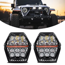 7 inch 240W LED Pods Offroad Driving Ditch Lights White & Amber Spot-Flood Combo For UTV ATV Jeep Wrangler Truck Pick-Up Auto