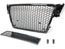 Gloss Black RS4 Style Front Bumper Hex Mesh Grille For Audi A4 S4 B8 2009–2012