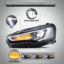 LED Headlights Head Lamps w/ Bulbs For Mitsubishi Lancer EVO X w/Black Bezel
