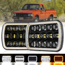 Pair 7x6" 5x7" LED Headlights Hi/Lo Beam Turn Signal For Toyota Hilux 1983-2004