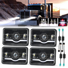 4Pcs 4"X6" LED Headlights Hi/Lo w/DRL + Adapters For Landcruiser 60 61 80 Series