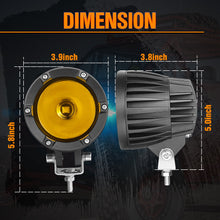 2x 4" 3000K Round LED OffRoad Driving Lights Spot Pods Yellow Fog Headlight 4WD