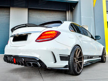 Rear Diffuser w/ LED Brake Light + Exhaust Tips For Mercedes W205 Sedan AMG Bumper 2015-2020