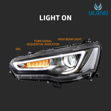 LED Headlights Head Lamps w/ Bulbs For Mitsubishi Lancer EVO X w/Black Bezel