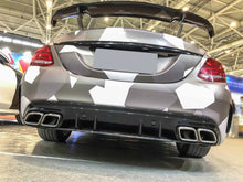 C63 Style Gloss Black Rear Diffuser + Chrome Tips For Mercedes W205 C250 C300 C43 AMG Sedan 2015-2021