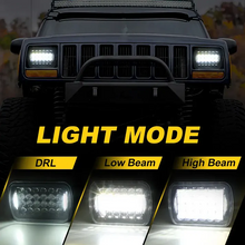 Pair 5x7'' 7x6'' 72W LED Headlight Square + White DRL High Low Beam for Jeep Wrangler YJ XJ Toyota GMC Trucks