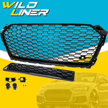 For 2017-2019 AUDI A5 S5 B9 Honeycomb Front Bumper Grille Grill Gloss Black
