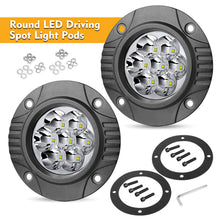 Pair 4.8" LED Round OffRoad Driving Spot Pods Flush Mount Fog Reverse Truck 4WD 12V