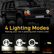 Pair 5x7'' 7x6'' LED Headlights High/Low Beam w/ Turn Signal + DRL for Jeep Wrangler YJ Cherokee XJ ATV UTV
