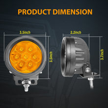 Pair 3.5" Amber LED Round Offroad Driving Spot Lights Amber Pods Fog Headlights ATV 4WD
