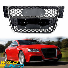 RS5 Style Honeycomb Front Grille Black + Chrome Frame For Audi A5 S5 B8 8T 2008–2012