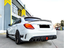Rear Diffuser w/ LED Brake Light + Exhaust Tips For Mercedes W205 Sedan AMG Bumper 2015-2020