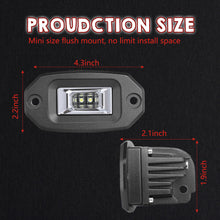 Pair 4.3" Flush Mount LED Work Light Bar Flood Driving Fog Backup Reverse Bumper 4WD
