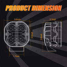 Pair 3" 3000K Amber LED Cube Work Light Bar Spot Flood Pods Driving Fog Off Road UTV 4WD