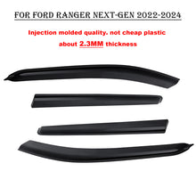 4pcs Tinted Black Weather Shields Weathershields for Ford Ranger Next-Gen 2022-2024 Dual Cab