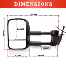 Pair L+R Black Extendable Towing Mirrors for Toyota Hilux 2005-2015