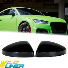Glossy Black Mirror Cover Caps For Audi MK3 8S TT TTS TTRS R8 15+ W/ Lane Assist