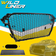 RS4 Style Gloss Black Honeycomb Front Grille For Audi A4 S4 B8.5 2013–2016