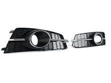 Pair Front Bumper Fog Light Grilles For Audi A6 S-Line / S6 2016-2018 Chrome/Black