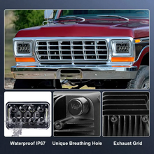 Pair 4x6'' 60w LED Rectangular Headlights High Low Beam + DRL for Truck FREIGHTLINER Chevrolet Off-road ATV UTV