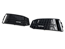 Pair Front Bumper Fog Light Grille Covers For Audi A4 S-Line / S4 2017-2019 Gloss Black