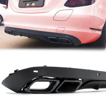 C63 Style Black Rear Diffuser + Exhaust Tips For Mercedes W205 Sedan Non-AMG 2015-2021